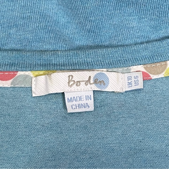 BODEN Cardigan Sweater Half Button Cotton Blend Peplum Pastel Blue Size 10 - Picture 13 of 14